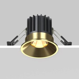 LED луна за вграждане Maytoni Round DL058-7W3K-BS, цвят месинг, изглед на монтажа в таван
