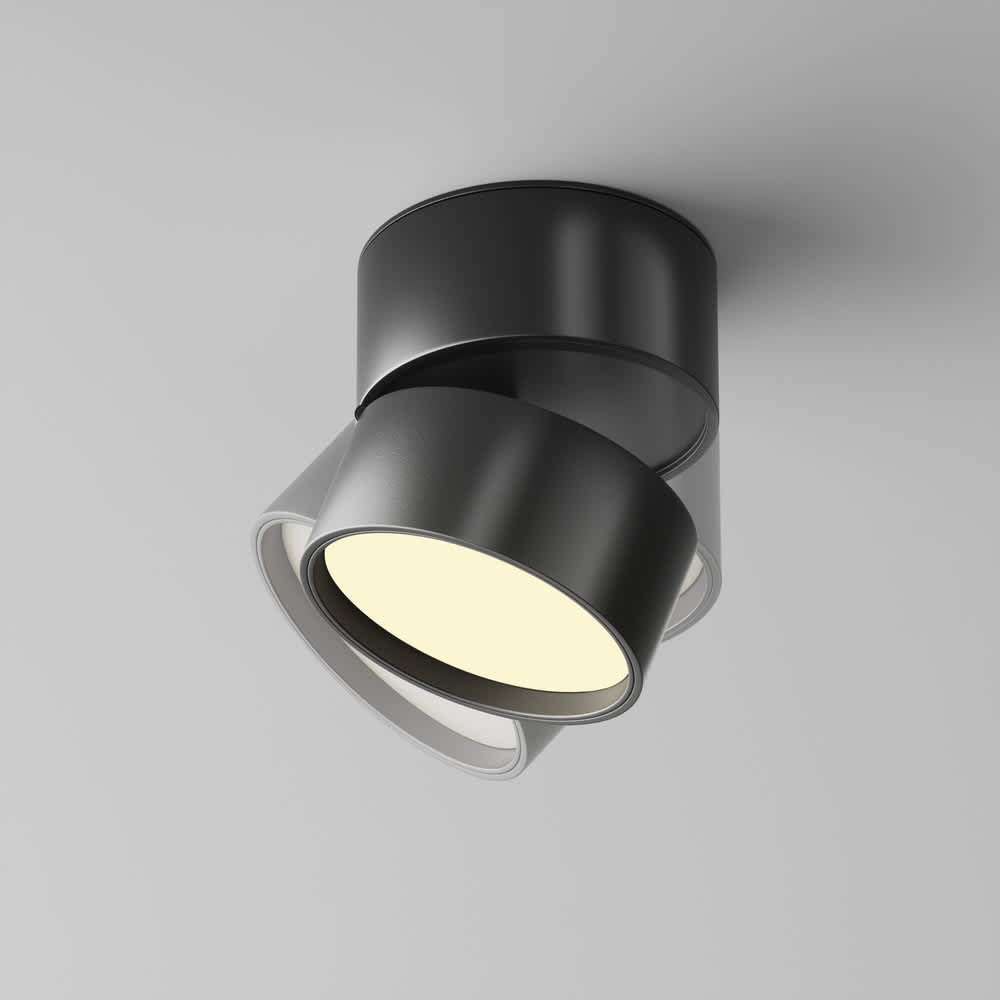 LED луна за повърхностен монтаж Maytoni Onda C024CL-12W2.7K-B-1 12W 2700K Ø8,5 см черна - демонстрация на накланянето