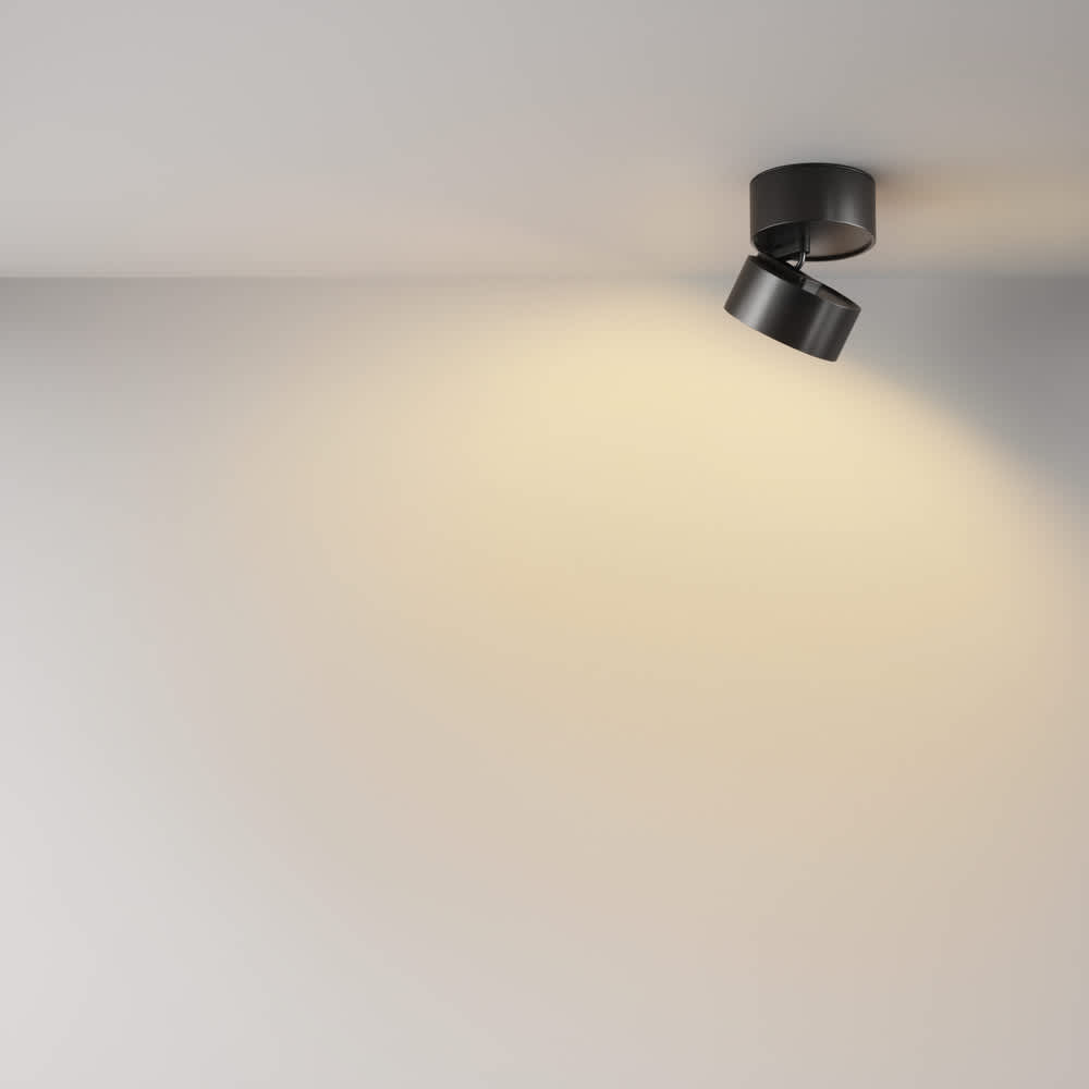 LED луна за повърхностен монтаж Maytoni Onda C024CL-12W2.7K-B-1 12W 2700K Ø8,5 см черна - студийна демонстрация на светлината