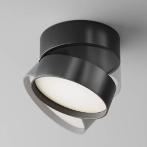 Maytoni Onda C024CL-L18B4K - демонстрация на накланянето LED луна за повърхностен монтаж Maytoni Onda C024CL-L18B4K 18W 4000K Ø12 см черна - демонстрация на накланянето