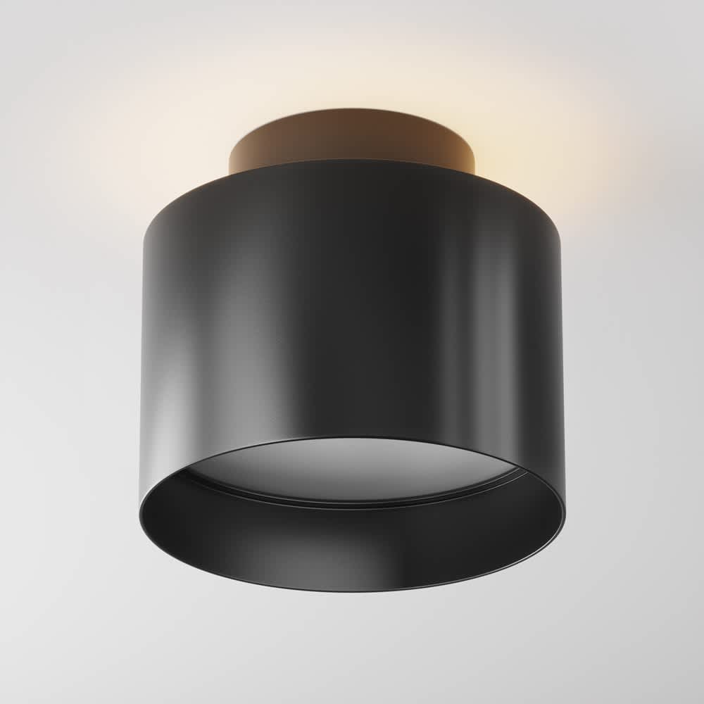 LED луна за повърхностен монтаж Maytoni Planet C009CW-L12B 12W 3000K Ø10 см черна - изглед на корпуса и долния отвор
