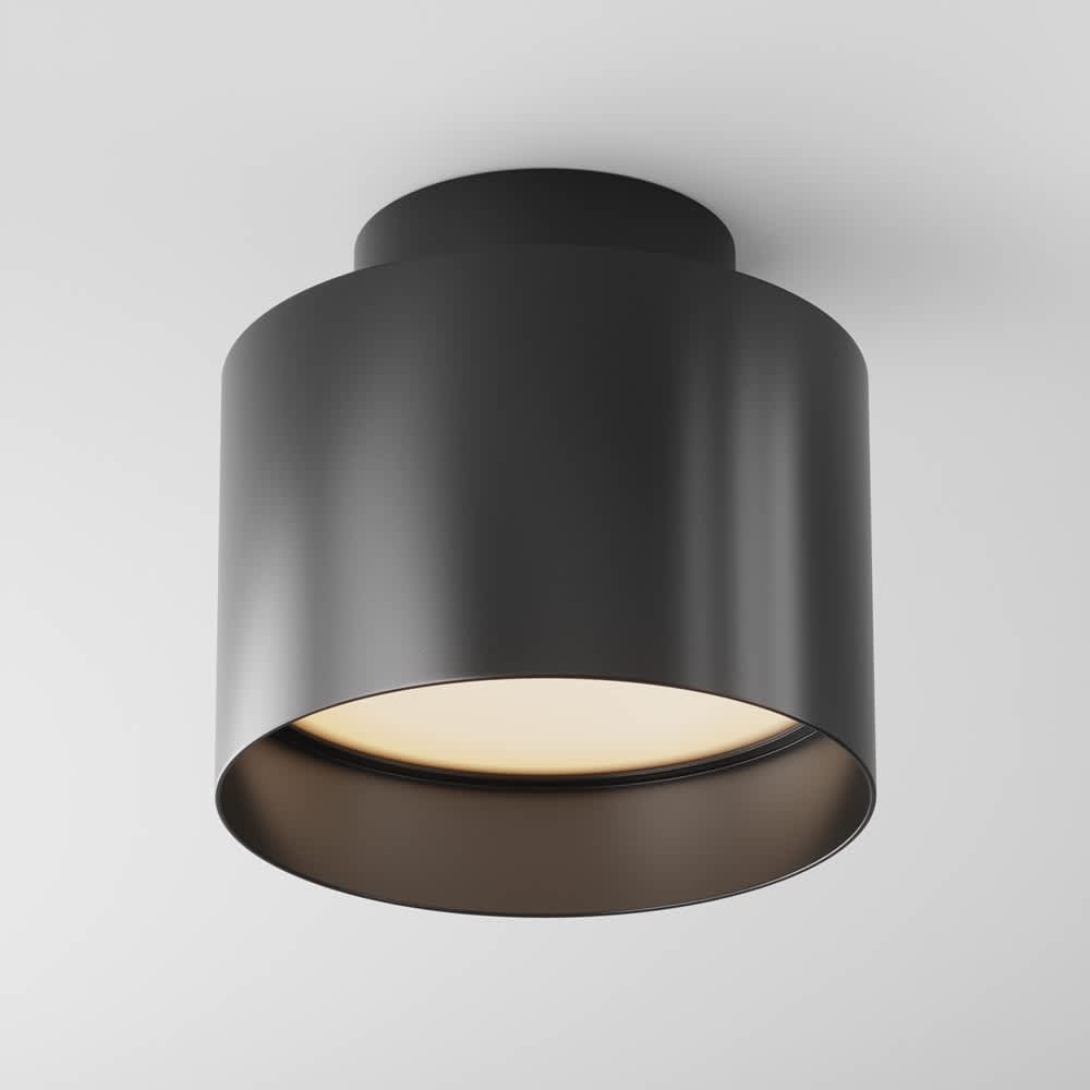 LED луна за повърхностен монтаж Maytoni Planet C009CW-L12B 12W 3000K Ø10 см черна - студиен изглед с осветяване надолу