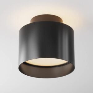 LED луна за повърхностен монтаж Maytoni Planet C009CW-L12B 12W 3000K Ø10 см черна - общ изглед с включена светлина