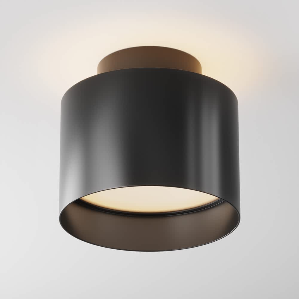 LED луна за повърхностен монтаж Maytoni Planet C009CW-L12B 12W 3000K Ø10 см черна - общ изглед с включена светлина