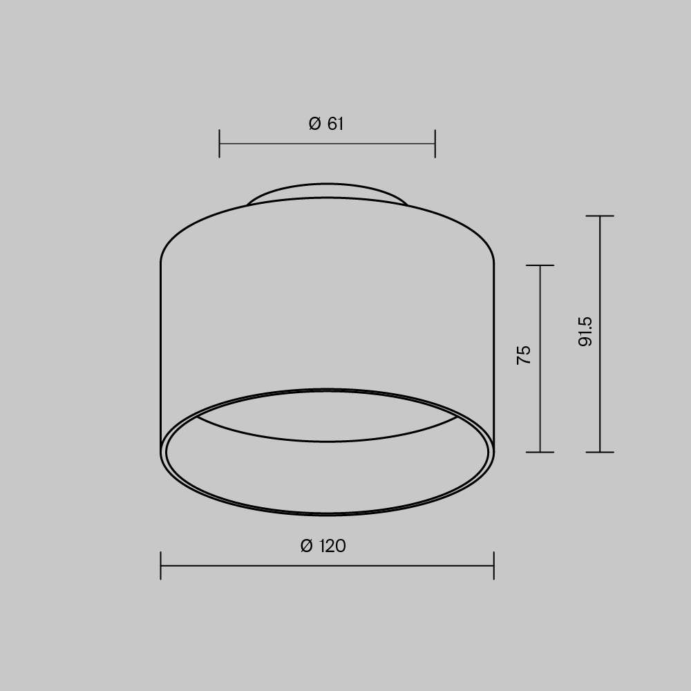 LED луна за повърхностен монтаж Maytoni Planet C009CW-L16W 16W 3000K Ø12 см бяла - схема с размери