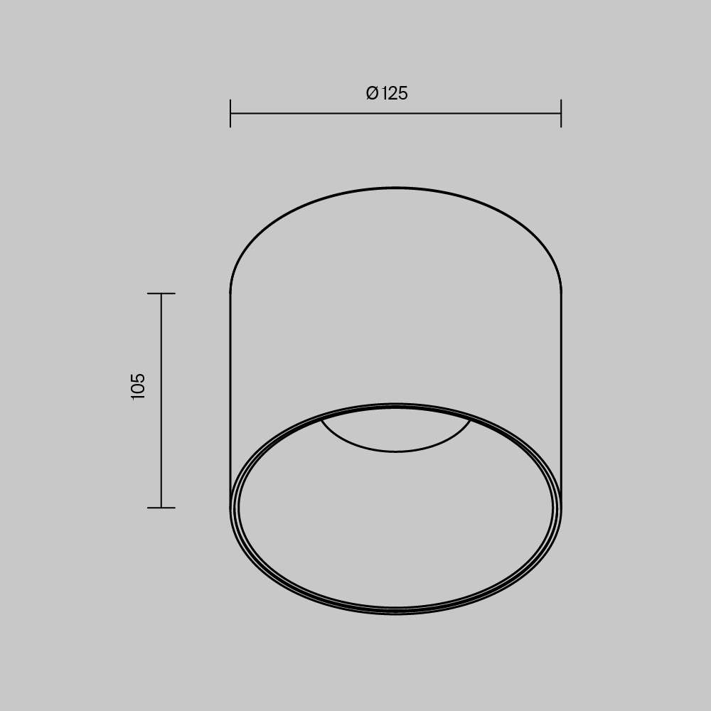 LED луна за таван Maytoni Alfa C064CL-01-25W3K-D-RD-WB, схема с размери