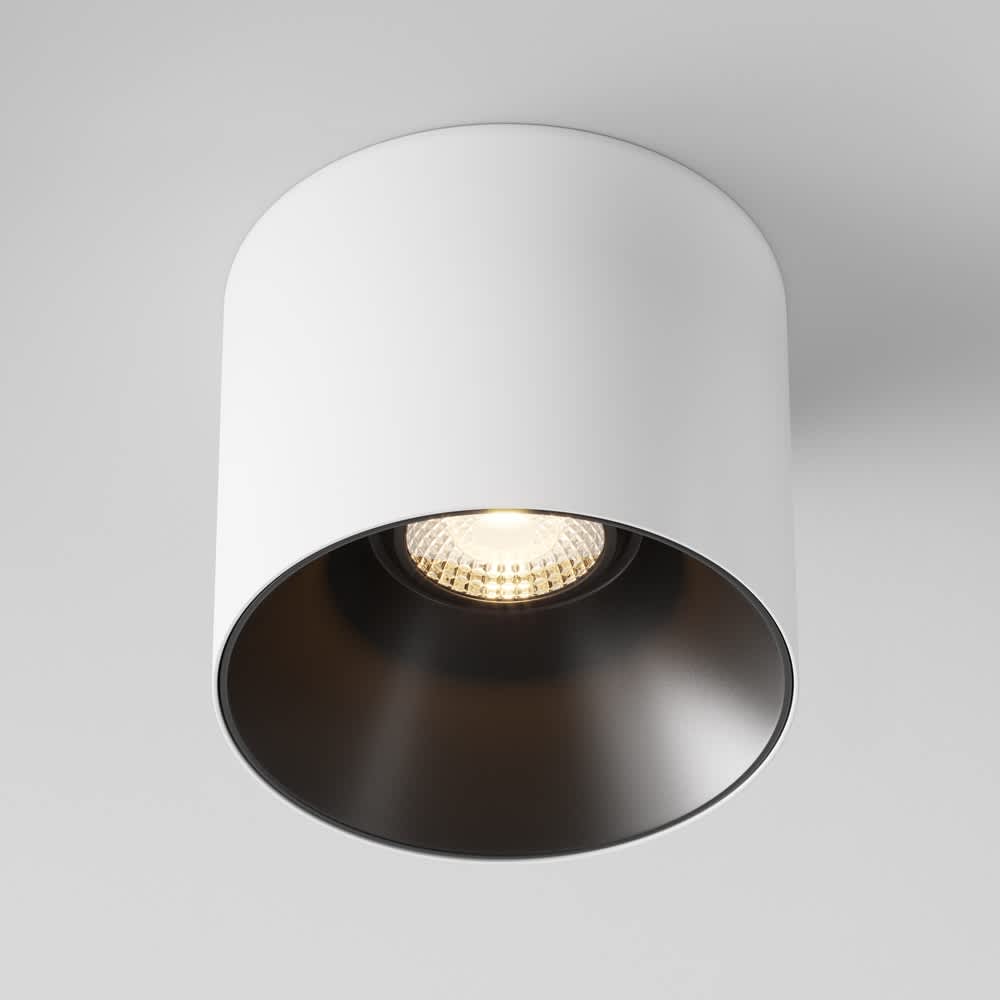 LED луна за таван Maytoni Alfa C064CL-01-25W3K-D-RD-WB, бяла с черен рефлектор, общ изглед на луната за таван
