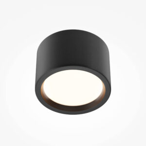 LED луна Maytoni Hydra C090CL-10W3K-B, черна, близък продуктов изглед на тялото и дифузера