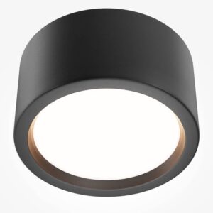 LED луна Maytoni Hydra C090CL-15W3K-B, черна, близък продуктов изглед на тялото и дифузера