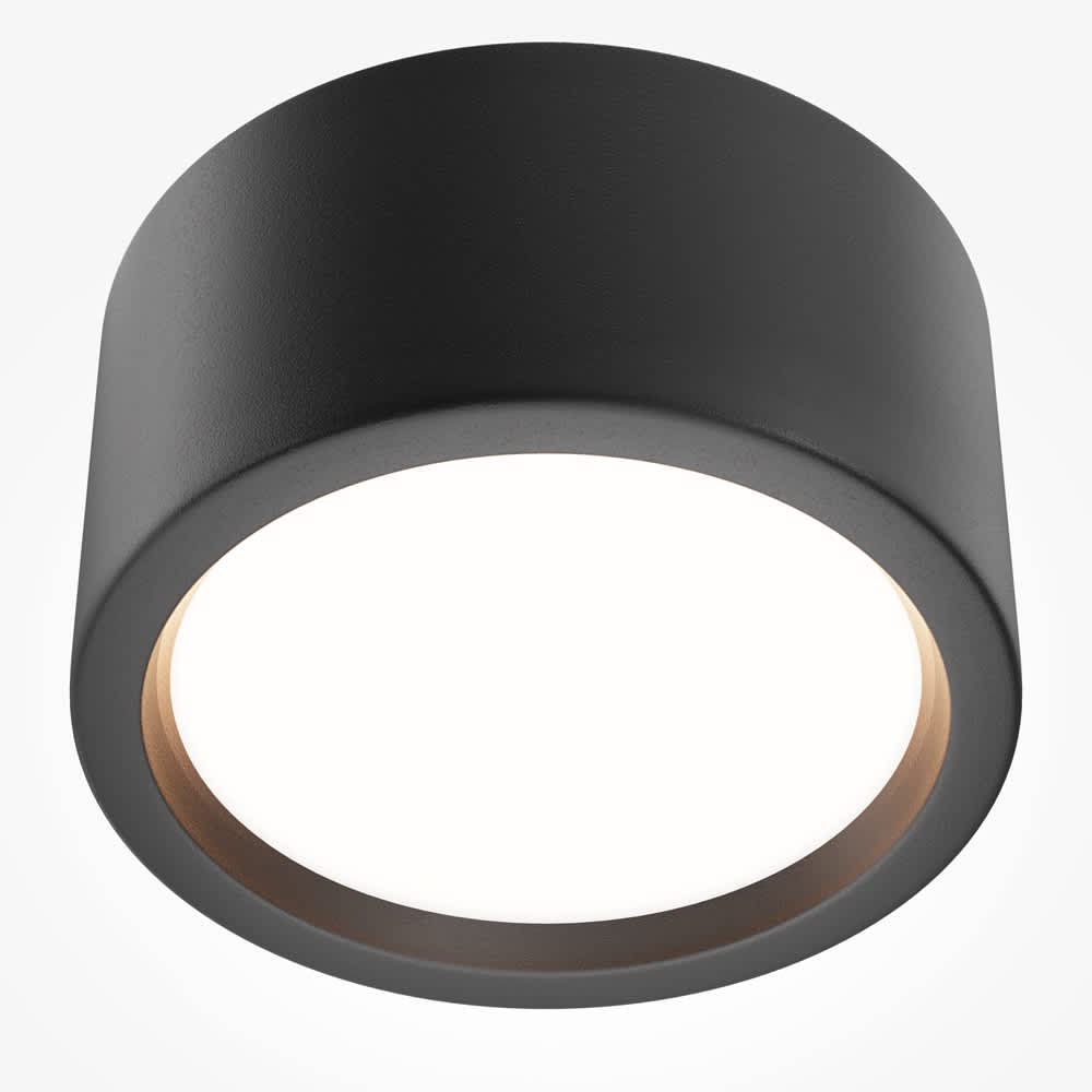LED луна Maytoni Hydra C090CL-15W3K-B, черна, близък продуктов изглед на тялото и дифузера