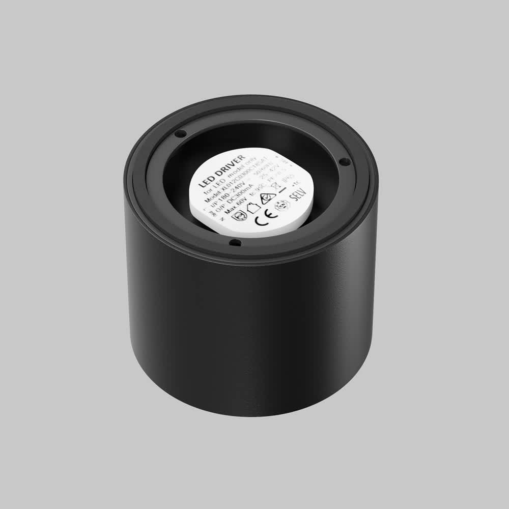 Черна LED луна Maytoni Lens C217CL-15W3K-B, монтажна основа и задна част