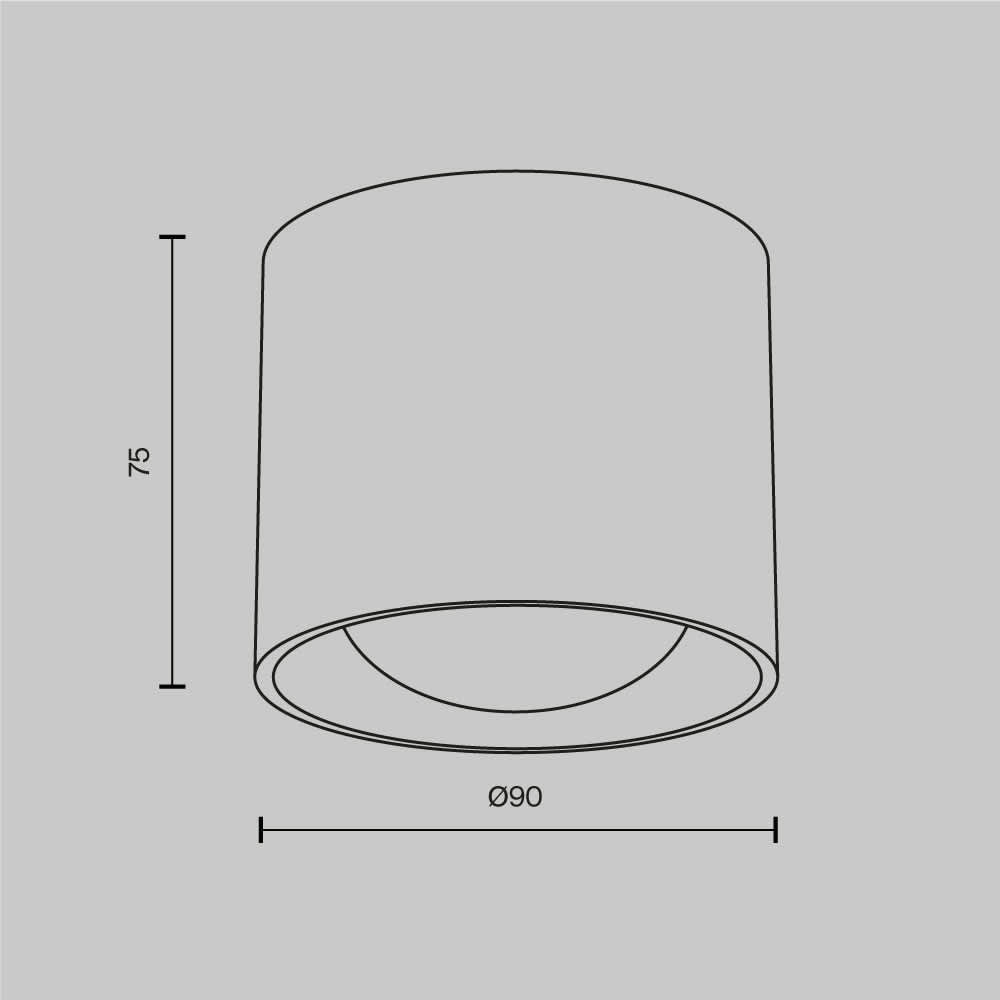 Бяла LED луна Maytoni Lens C217CL-15W3K-W, схема с размери