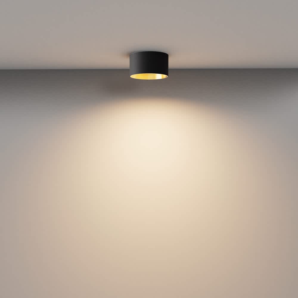 LED луна Maytoni Vega C089CL-12W3K-BMG, черна с матово злато, пример за светлинното разпределение върху стена