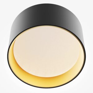 LED луна Maytoni Vega C089CL-12W3K-BMG, черна с матово злато, близък продуктов изглед на тялото и дифузера