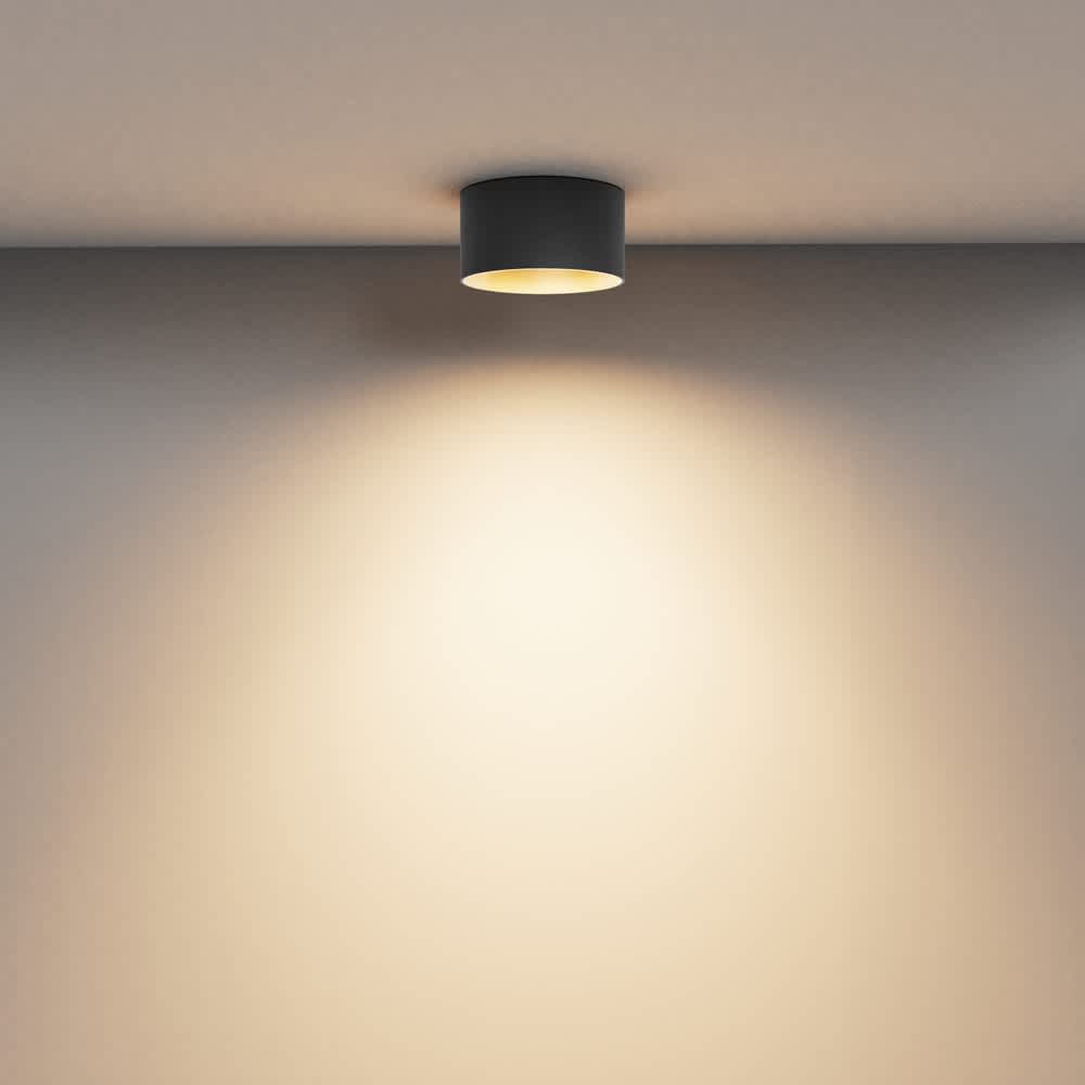 LED луна Maytoni Vega C089CL-15W3K-BMG, черна с матово злато, пример за светлинното разпределение върху стена