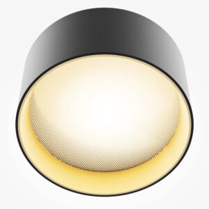 LED луна Maytoni Vega C089CL-15W3K-BMG, черна с матово злато, близък продуктов изглед на тялото и дифузера