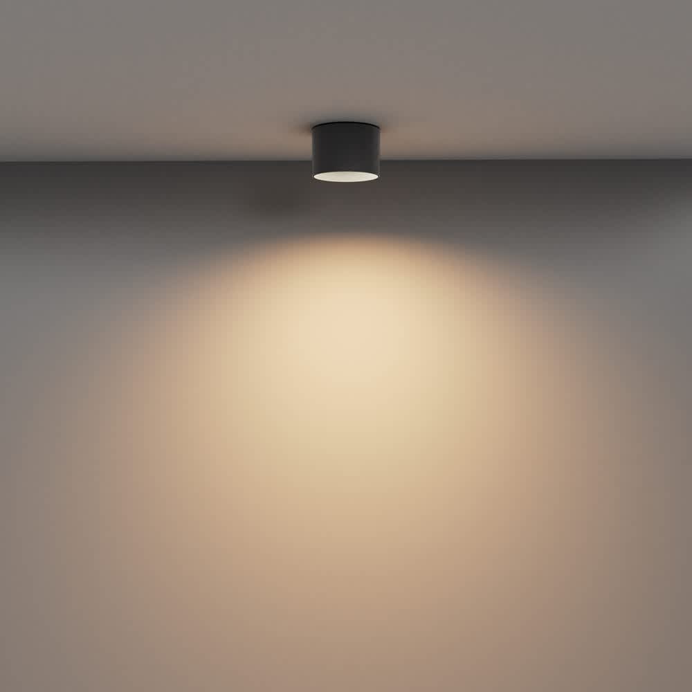 LED луна Maytoni Vega C089CL-8W3K-B, черна, пример за светлинното разпределение върху стена