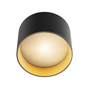 LED луна Maytoni Vega C089CL-8W3K-BMG, черна с матово злато, близък продуктов изглед на тялото и дифузера