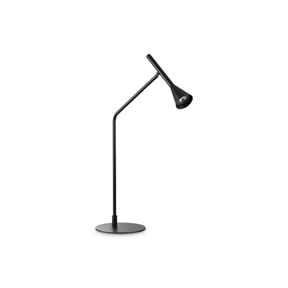 Черна настолна лампа Ideal Lux Diesis TL 283333 с кръгла основа и наклонена светеща глава