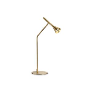 Настолна лампа Ideal Lux Diesis TL 291109 в цвят месинг с кръгла основа и наклонена светеща глава