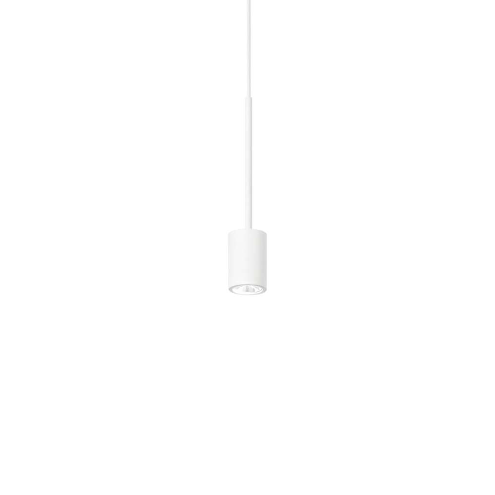 Бял LED пендел Ideal Lux Archimede SP Cilindro 310589 с цилиндрична алуминиева глава и тънко окачване