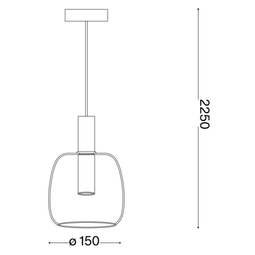 Схема с диаметър и максимална височина на LED пендел Ideal Lux Coco-1 SP 275581