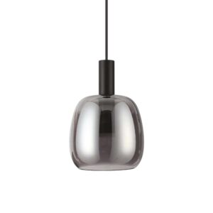 LED пендел за кухня Ideal Lux Coco-1 SP 275581 с заоблен опушен стъклен абажур и черно тяло