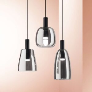 Пендели Ideal Lux Coco-1 Coco-2 и Coco-3 с различни стъклени абажури на различни височини