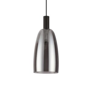 LED пендел за спалня Ideal Lux Coco-2 SP 275543 с удължен опушен стъклен абажур и черно тяло