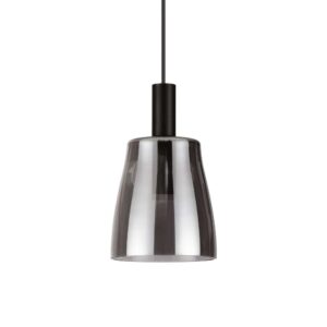 LED пендел за хол Ideal Lux Coco-3 SP 275567 с конусовиден опушен стъклен абажур и черно тяло