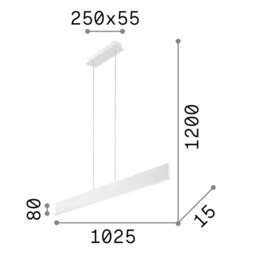 Схема с размери на LED пендел Ideal Lux Desk SP1 138237