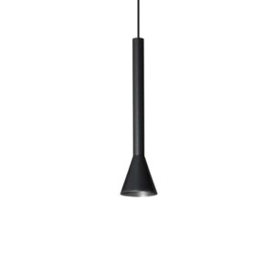 LED пендел Ideal Lux Diesis SP 279770 в цвят черен с издължен метален абажур и разширен долен край