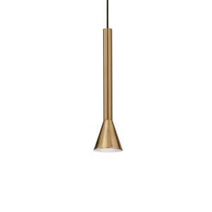 LED пендел Ideal Lux Diesis SP 279794 в цвят месинг с издължен метален абажур и разширен долен край