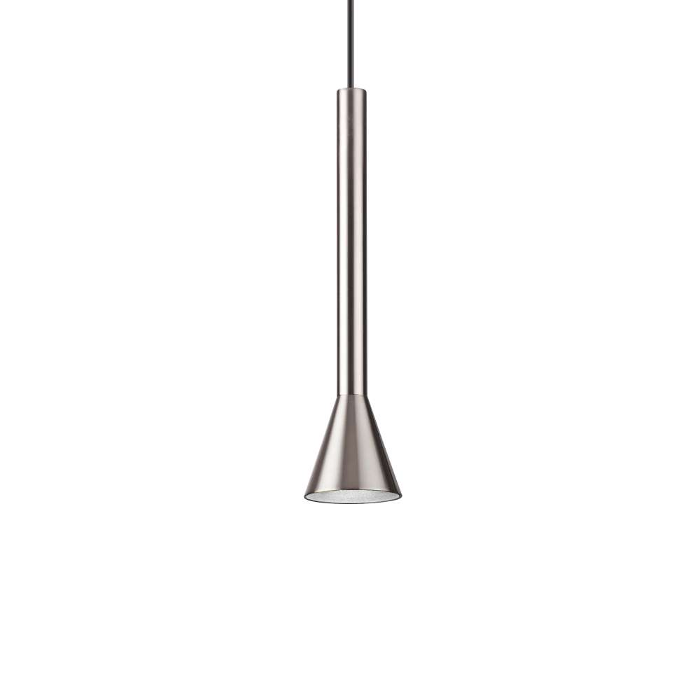 LED пендел Ideal Lux Diesis SP 285122 в цвят никел с издължен метален абажур и разширен долен край