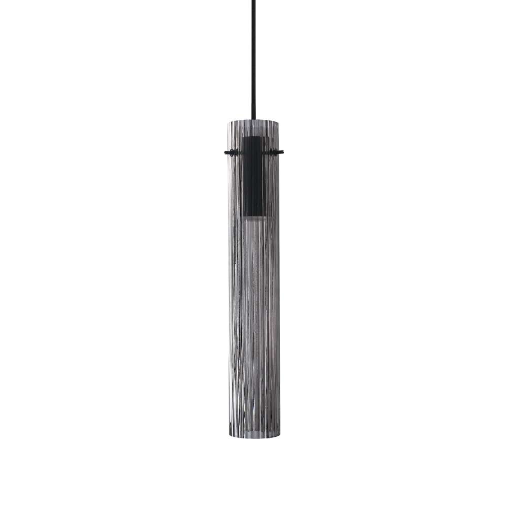 LED пендел Ideal Lux Flam SP 353883 с цилиндричен дифузер от оребрено опушено стъкло