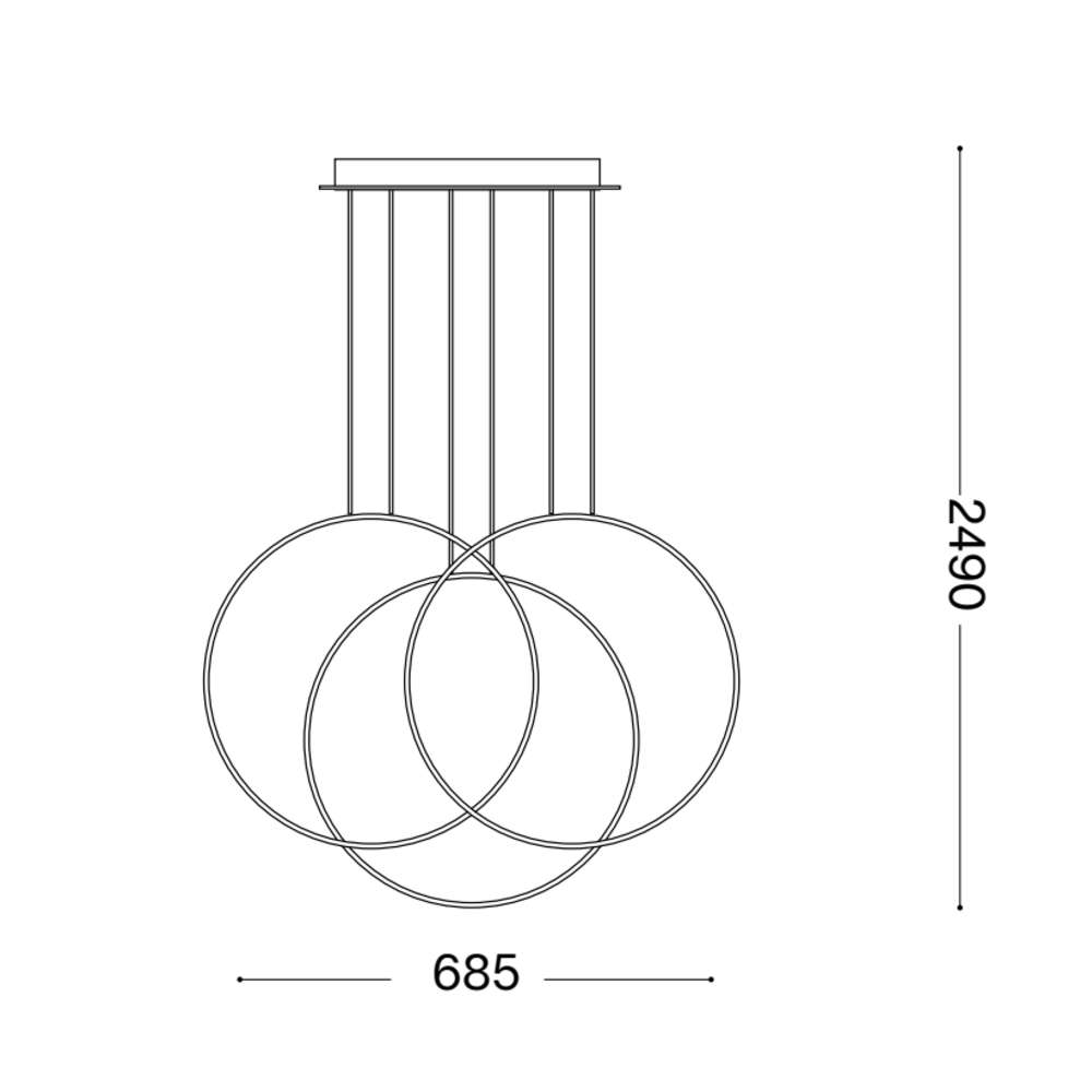 Схема с размери на пендел Ideal Lux Frame SP Cerchio 269337