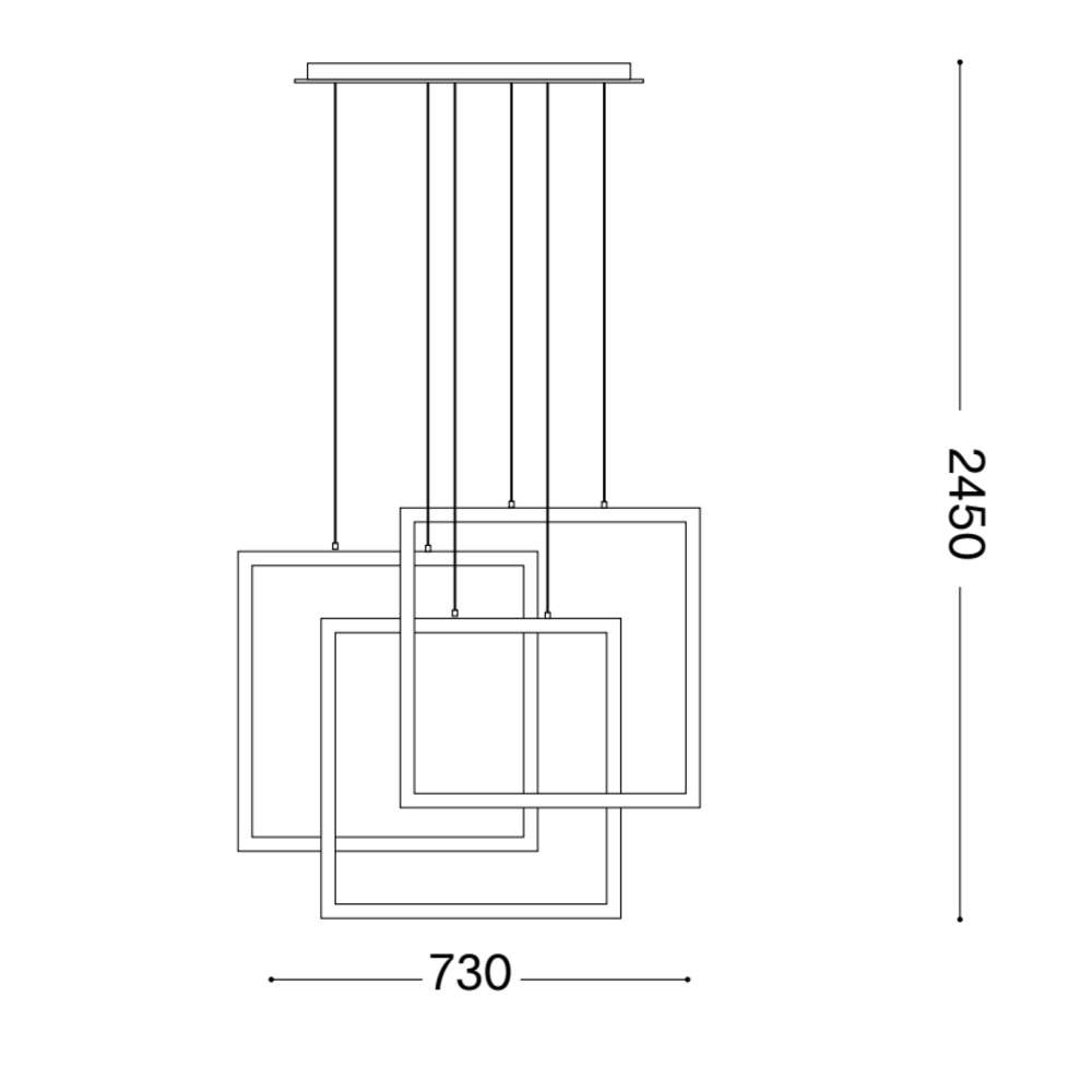 Схема с размери на пендел Ideal Lux Frame SP Quadrato 269375