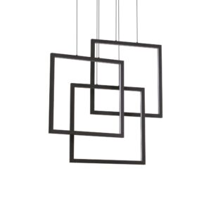 Пендел Ideal Lux Frame SP Quadrato 269375 - черна метална рамка с опални дифузери
