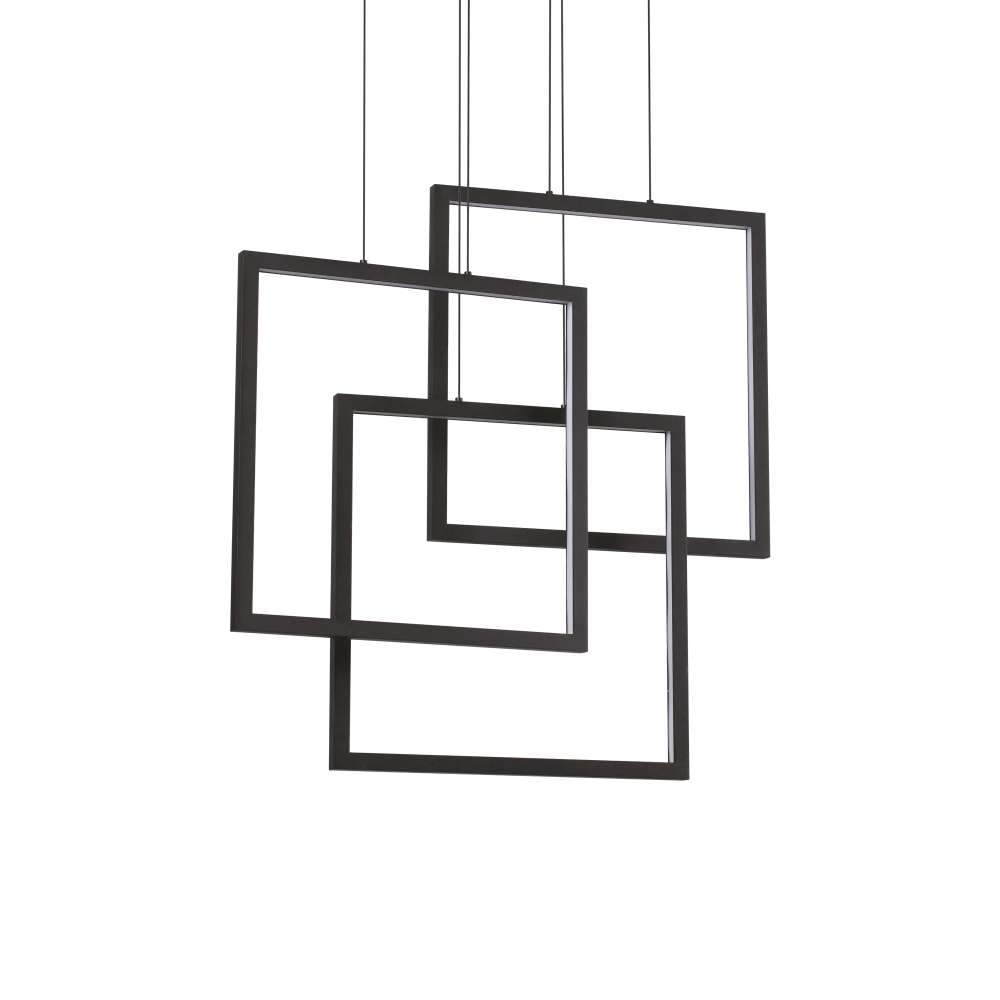 Пендел Ideal Lux Frame SP Quadrato 269375 - черна метална рамка с опални дифузери
