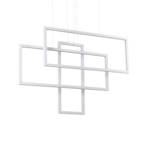 Пендел Ideal Lux Frame SP Rettangolo 253589 - бяла метална рамка с опални дифузери