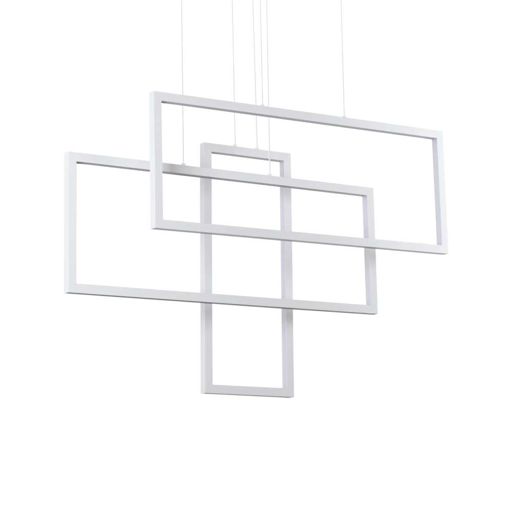 Пендел Ideal Lux Frame SP Rettangolo 253589 - бяла метална рамка с опални дифузери