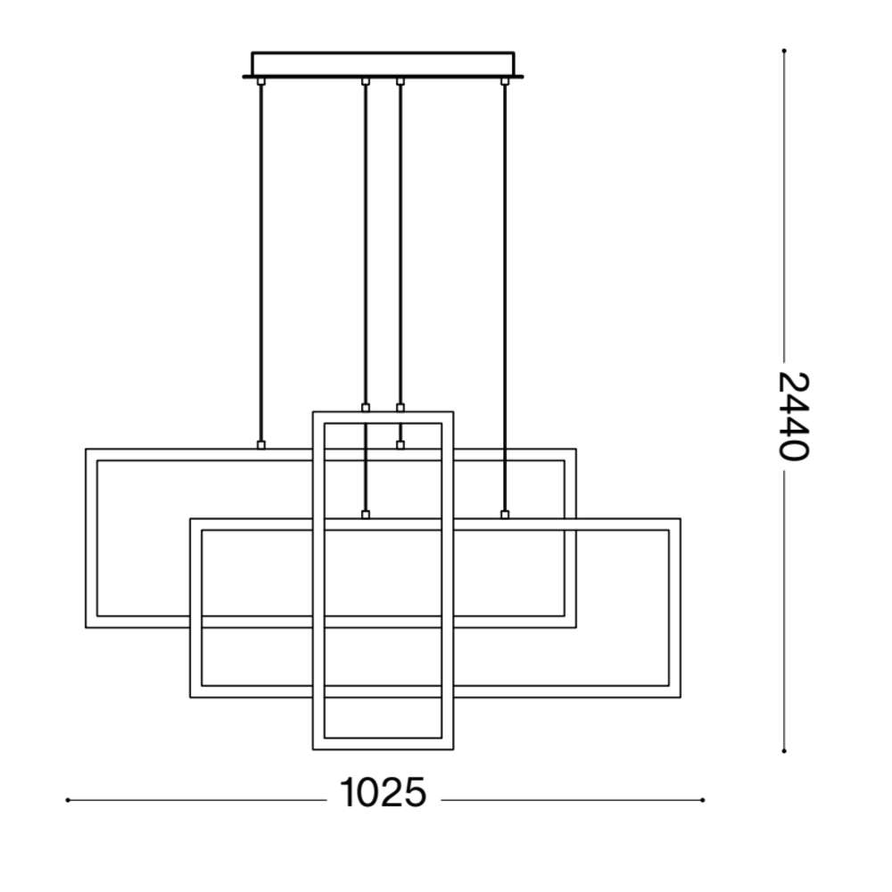 Схема с размери на пендел Ideal Lux Frame SP Rettangolo 269382