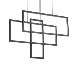 Пендел Ideal Lux Frame SP Rettangolo 269382 - черна метална рамка с опални дифузери