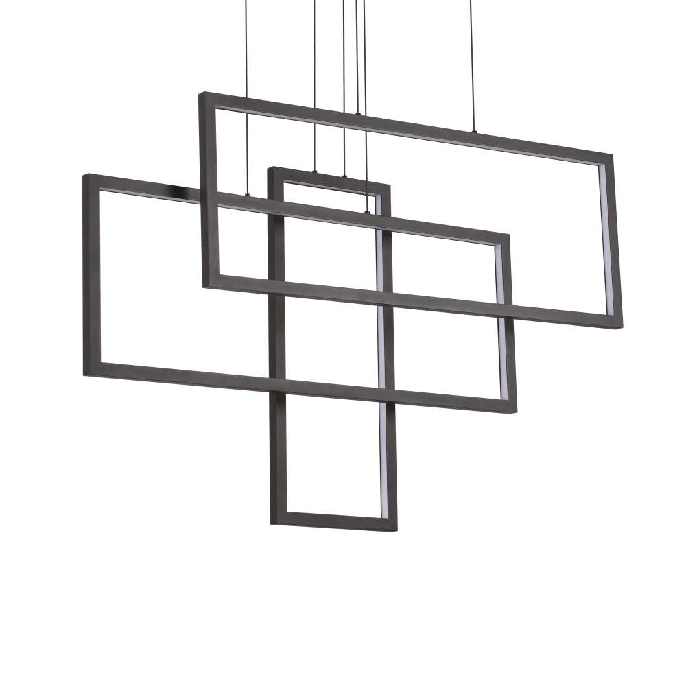 Пендел Ideal Lux Frame SP Rettangolo 269382 - черна метална рамка с опални дифузери