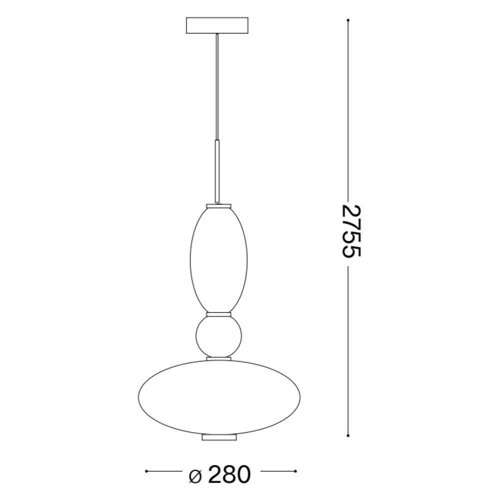 Схема с размери на LED пендел Ideal Lux Lumiere-1 SP 314143