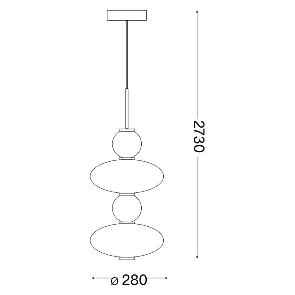Схема с размери на LED пендел Ideal Lux Lumiere-2 SP 314167