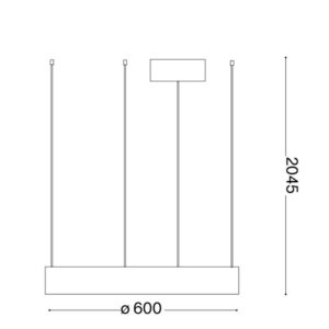 Ideal Lux Oracle 211398 - схема с размери Размерна схема на Ideal Lux Oracle 211398: Ø 600 х H min 295 / max 2045 мм