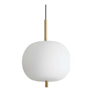 LED пендел Ideal Lux Umile-1 SP1 314969 със заоблен бял стъклен дифузер и златисти метални елементи