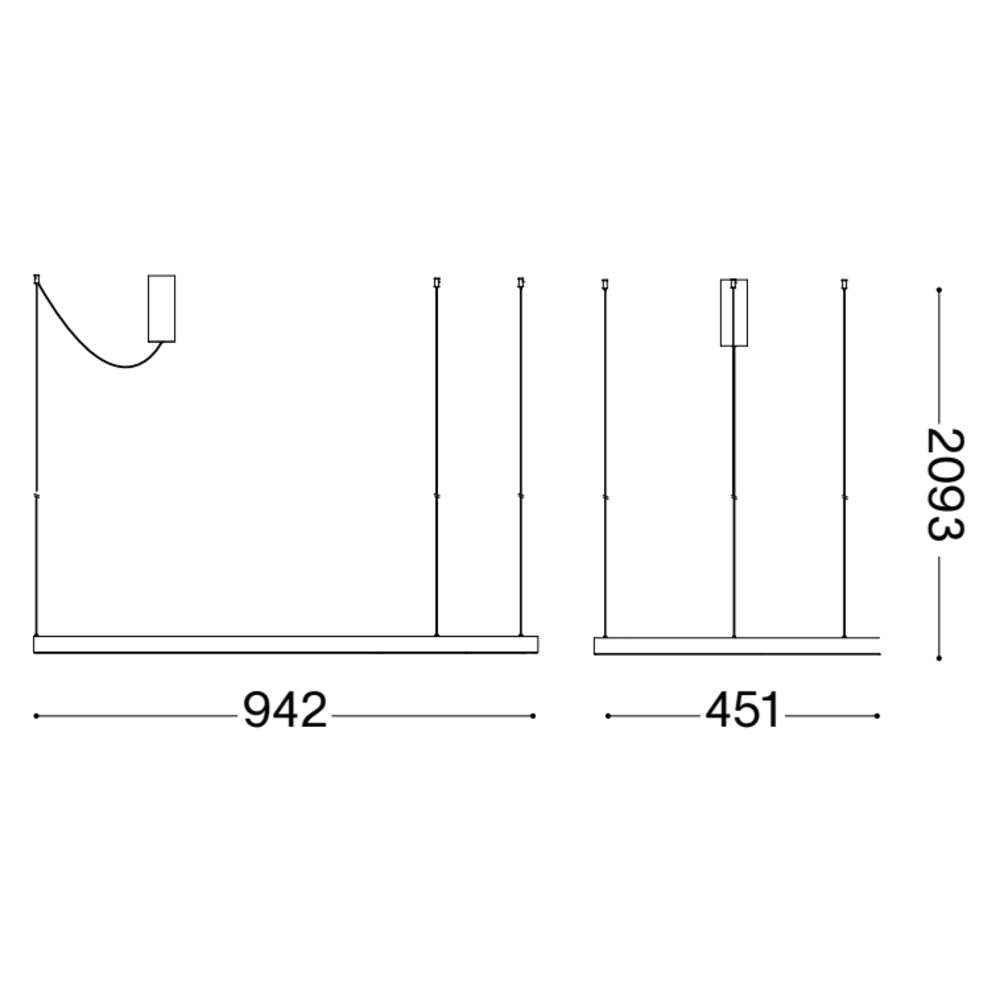 Схема с размери на LED пендел Ideal Lux Waves-1 SP 345215
