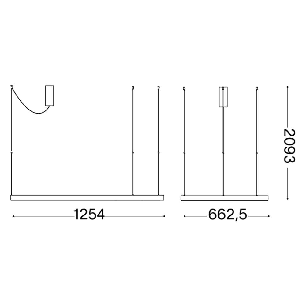 Схема с размери на lED пендел Ideal Lux Waves-2 SP 345246